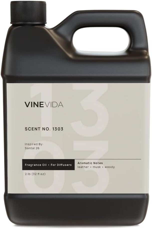 VINEVIDA [32 Fl Oz] Scent NO. 1303 Fragrance Oil for Cold Air Diffusers, Aromatic Notes of Leather Musk Sandalwood, Essential Oils for Diffuser Oil Refill & Air Freshener Room Spray