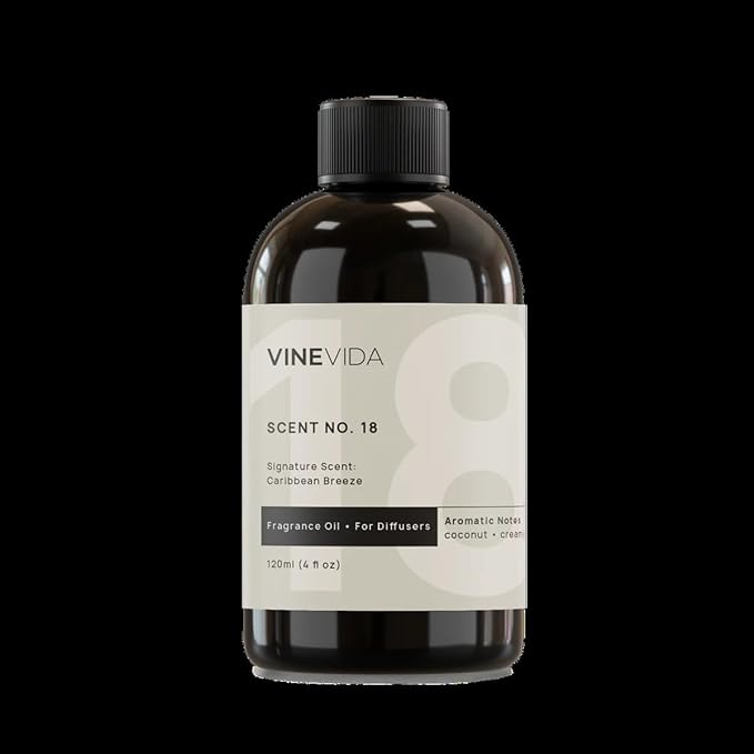 VINEVIDA Caribbean Breeze Fragrance Oil for Cold Air Diffusers - (4 Fl Oz) - Essential Oils for Diffuser Oil Refill & Air Freshener Room Spray