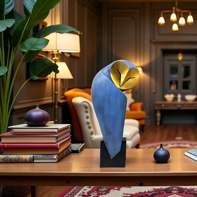 Mid-Century Modern 15 Inch Resin Owl Sculpture - Handmade Vintage Home Decor Statue for Bookshelves, Office Desk, Mantel & Collector Display