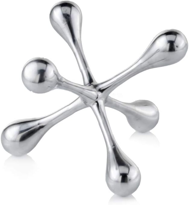 Modern Day Accents 5103 Cantillo Medium Decorative Jack, Silver, Aluminum, Games, Tabletop, Centerpiece, Home, Office, Desk, Sculpture, Figurine, 7" L x 7" W x 5.5" H