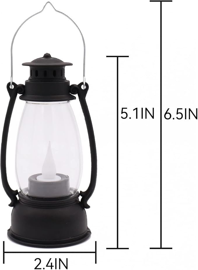 (12 Pcs-5.1in) Mini Lanterns for Vintage Western Christmas Decor, Lightweight Portable Small LED Lanterns Decorative Indoor & Outdoor Hanging Ornaments for Weddings Party Halloween Decorations