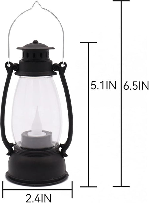 (12 Pcs-5.1in) Mini Lanterns for Vintage Western Christmas Decor, Lightweight Portable Small LED Lanterns Decorative Indoor & Outdoor Hanging Ornaments for Weddings Party Halloween Decorations