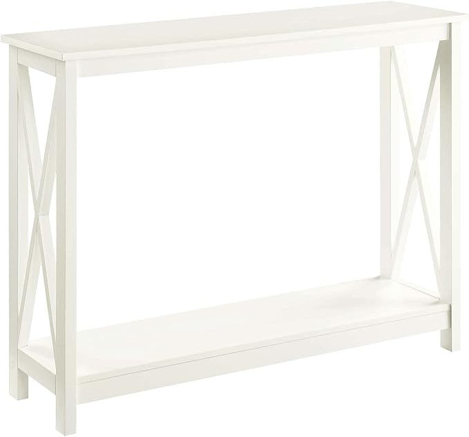 Convenience Concepts Oxford Console Table 39.5" - Sofa Table with Storage Shelf, Transitional Entryway Hall Table for Living Room and Bedroom, Display Foyer Table, Ivory