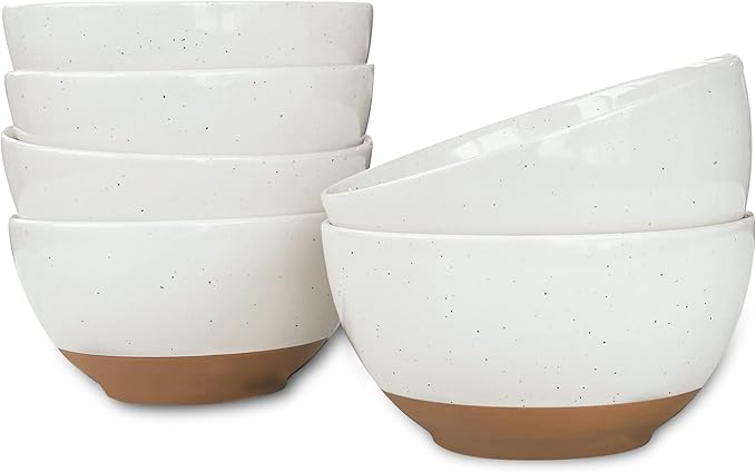 Mora Ceramic Small Dessert Bowls - 16oz, Set of 6 - Microwave, Oven and Dishwasher Safe, For Rice, Ice Cream, Soup, Snacks, Cereal, Chili, Side Dishes etc - Microwavable Kitchen Bowl, Vanilla White