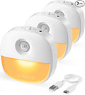 Lyridz Rechargeable Battery Night Light with Motion Sensor, Dimmable Amber Nightlights for Bathroom, Bedroom, Hallway, Stairs, Pet House, 3 Pack