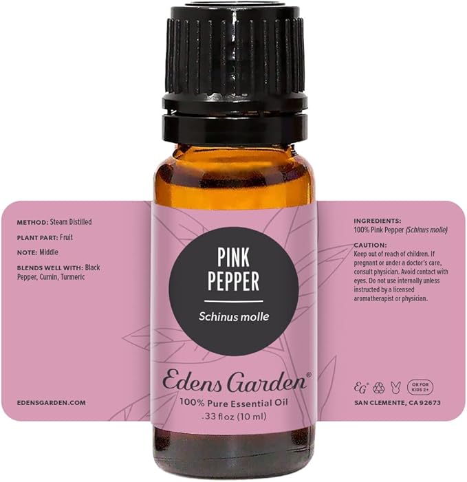 Edens Garden Pink Pepper Essential Oil- 100% Pure Premium Grade, Undiluted, Natural, Therapeutic, Aromatherapy, The Best for Diffuser, Candle, Laundry, Humidifiers 10 ml (.33 fl oz)