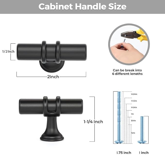 15 Pack Matte Black Cabinet Knobs - Kitchen Cabinet Knobs Cabinet Pulls for Kitchen Cabinet Drawer Stainless Steel Dresser Knobs for Cabinet Hardware 2in Length Single Hole