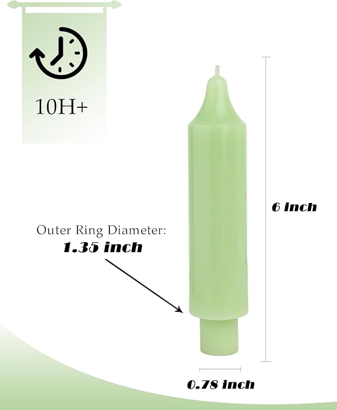 Light Green Short Taper Candle Sticks Dripless Tapered Candles for for Holiday Wedding Party Wax Unscented Dinner 6 inch Set of 4,Light Green