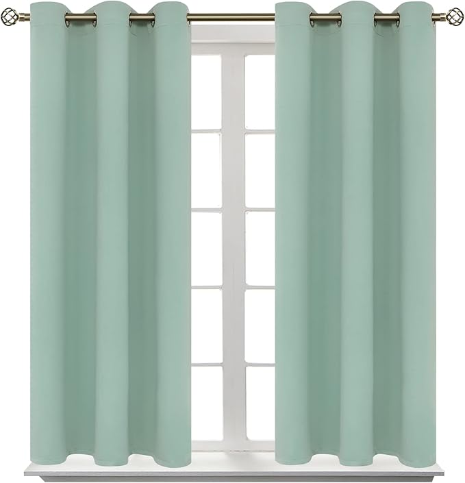 BGment Blackout Curtains - Grommet Thermal Insulated Room Darkening Bedroom and Living Room Curtains, Set of 2 Panels (38 x 45 Inch, Frosty Green)