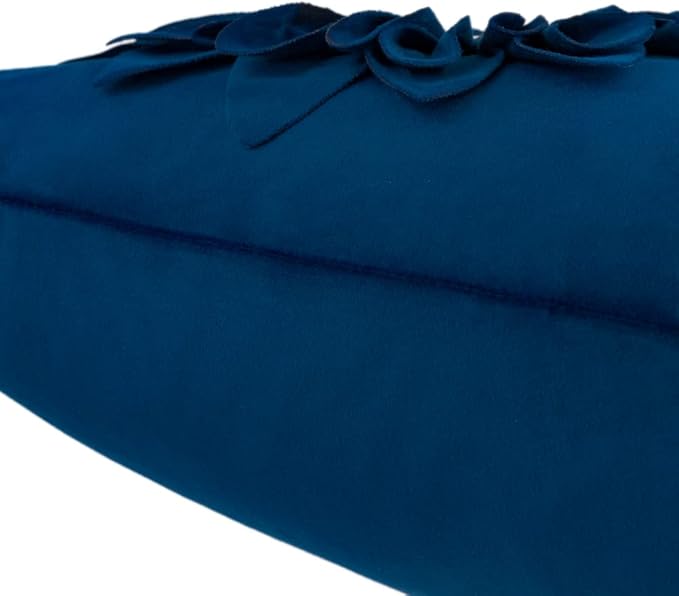 JWH Decorative Flower Throw Pillow Covers 3D Sunflower Pillow Case Velvet Cushion Floral Pillowcase for Bed Living Room Couch Chair 18x18 Inches Navy Blue White