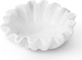 Marble Ruffle Bowl 6 Inch Handmade White Small Decorative Bowl for Modern Home Decor - Scalloped & Fluted Key Bowls for Entryway Tables & Coffee Table Decor