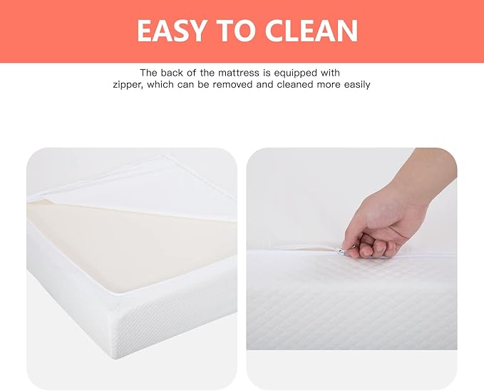 FDW | 5 Inch Twin Mattress | Medium Firm | Gel Memory Foam Mattress | White | Bed in a Box, CertiPUR-US Certified | Pressure Relief, Cooling Ventilated Foam | Washable Removable Cover