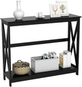 Yaheetech Console Table for Entryway, 2 Tier Entryway Table Bookshelf Accent Table w/Storage Shelf Living Room Entry Hall Foyer Table Furniture, Black,X-Design