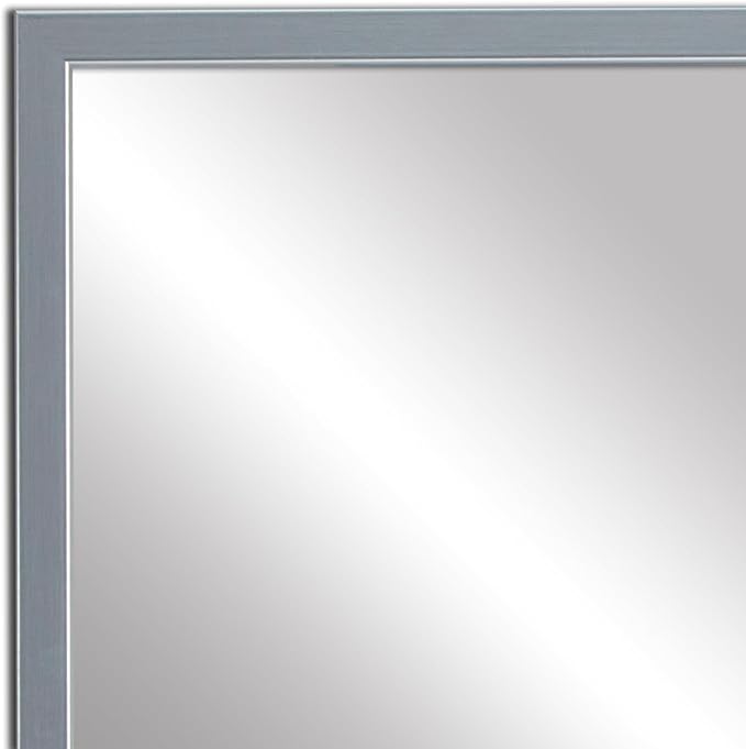 Frame My Mirror Silver Bathroom Mirror for Wall, 22" x 30" Brushed Chrome Bathroom Vanity Mirror, Made in USA, Hangs Horizontally or Vertically, Ellis Design