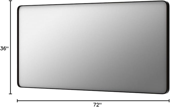 LOAAO 72X36 Inch Black Metal Framed Bathroom Mirror for Wall, Matte Black Bathroom Vanity Mirror Farmhouse, Large Rounded Rectangle Mirror, Anti-Rust, Shatter-Proof, Hangs Horizontally or Vertically