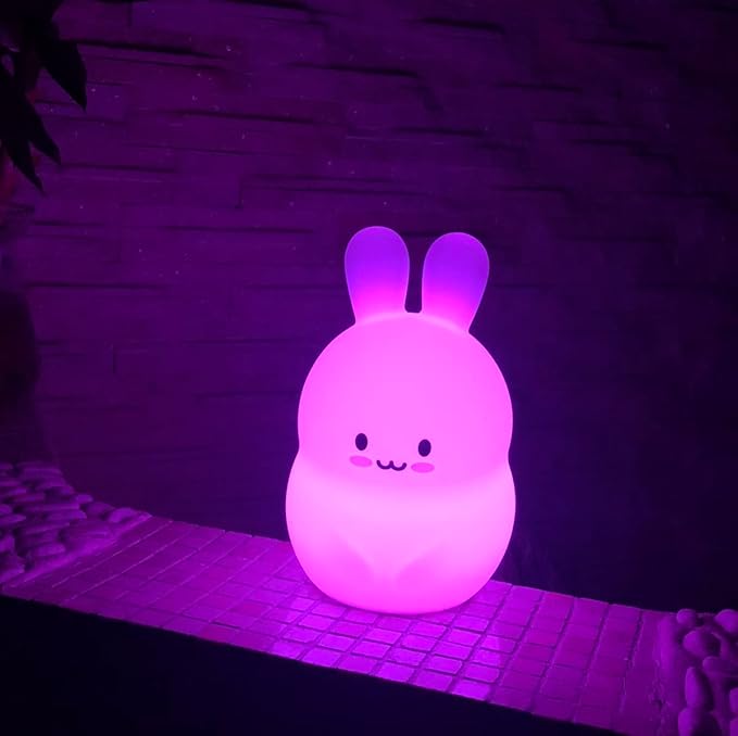 Rabbit Night Lights for Kids, Babies Nursery Lamp, Kids lamp, Child Bedroom Bedside Lamp, Changeable Brightness & Color Children's Table Night-Lights, Holiday Gifts, Child Gift - Medium