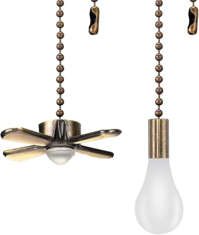SmoTecQ Ultra Long Ceiling Fan Pull Chain Extender, Embedded with Decorative Frosted Glass Bulb and Fan Cord for 3mm Beaded Ceiling Fans and Light Fixtures (Bronze)