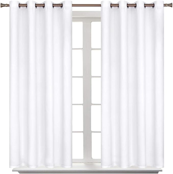 BGment Room Darkening Curtains 54 Inches Long - Grommet Thermal Insulated Drapes Window Treatment Curtains for Bedroom, 2 Panels, 52 x 54 Inch, Pure White