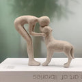Sand Human and Dog Statue Decoration, Cute Pet Sculpture Home Decor Tabletop Ornament Office Living Room Bedroom Home, for Dog Lovers Friends Family Decoration