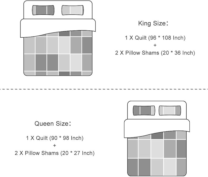 Travan 3-Piece Queen Quilt Set Quilted Bedspread Oversized Microfiber Lightweight Coverlet Set with Shams Reversible Printed Coverlet Bedding Set for All Season, Slate Blue, Queen Size