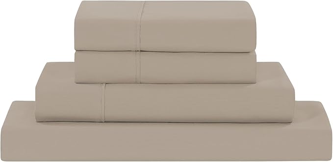 Modern Threads Soft Microfiber Solid Sheets - Luxurious Microfiber Bed Sheets - Includes Flat Sheet, Fitted Sheet with Deep Pockets, & Pillowcases Khaki Full