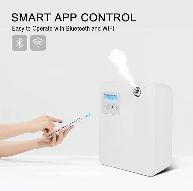 Smart Scent Air Machine for Home, Bluetooth & WiFi Hotel Scent Diffuser with Cold Air Tech, 300ML Waterless Essential Oil HVAC Scent Diffuser for Large Room, Office(White)