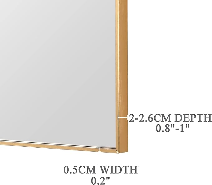 30x30 Inch Orange Gold Bathroom Mirror for Wall, Aluminum Frame Rectangle Rectangular Vanity Mirror, Modern Large for Bedroom, Living Room, Horizontal or Vertical