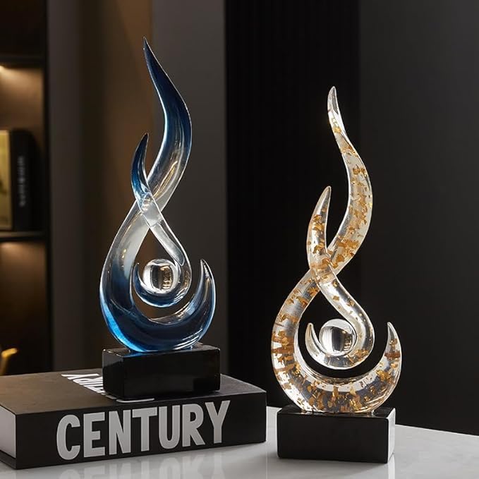 Modern Abstract Art Table Decoration,Resin Gold Statue Modern White Ornaments for Living Room Great Gift Idea Home Decor 5 * 2.5 * 10.5 inch,Collectibles