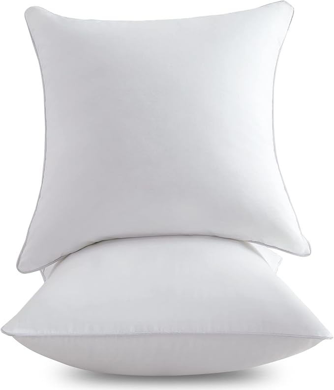 24 x 24 Pillow Inserts - 24 Inch Decorative Square Sofa Throw Pillow with 100% Cotton Cover - White Pack of 2