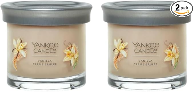 Yankee Candle Small Tumbler Scented Single Wick Jar Candle, Vanilla Creme Brulee, Over 20 Hours of Burn Time, 4.3 Ounce (Pack of 2)