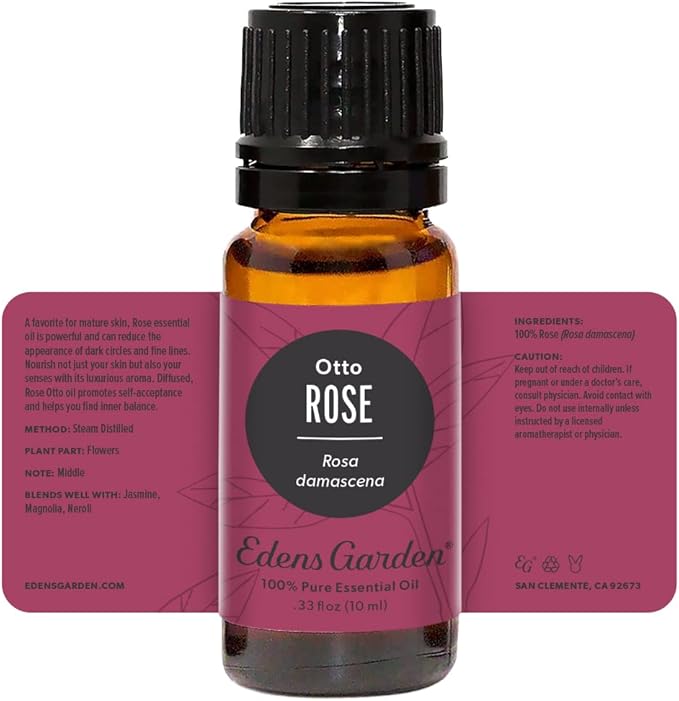 Edens Garden Rose- Otto Essential Oil- 100% Pure Premium Grade, Undiluted, Natural, Therapeutic, Aromatherapy, The Best for Diffuser, Skin, Face, Hair 10 ml (.33 fl oz)