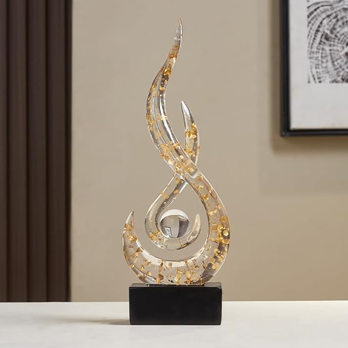 Modern Abstract Art Table Decoration,Resin Gold Statue Modern White Ornaments for Living Room Great Gift Idea Home Decor 5 * 2.5 * 10.5 inch,Collectibles