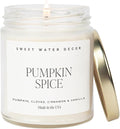 Sweet Water Decor Pumpkin Spice Candle - Fall Candles with Pumpkin, Clover, Cinnamon & Vanilla Scent for Home - Autumn Candle with 40 Hours Burn Time - 9Oz Gold Lid Clear Jar Pumpkin Soy Candles