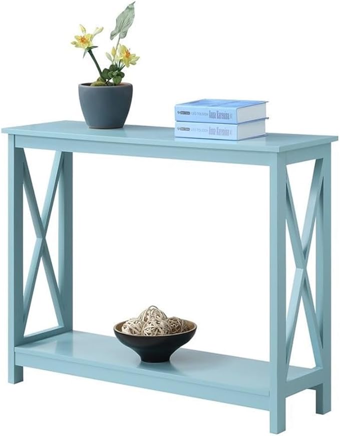 Convenience Concepts Oxford Console Table 39.5" - Sofa Table with Storage Shelf, Transitional Entryway Hall Table for Living Room and Bedroom, Display Foyer Table, Sea Foam Blue