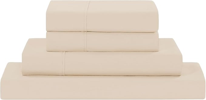 Modern Threads Soft Microfiber Solid Sheets - Luxurious Microfiber Bed Sheets - Includes Flat Sheet, Fitted Sheet with Deep Pockets, & Pillowcases Egg Shell Queen