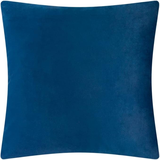 JWH Decorative Flower Throw Pillow Covers 3D Sunflower Pillow Case Velvet Cushion Floral Pillowcase for Bed Living Room Couch Chair 18x18 Inches Navy Blue White