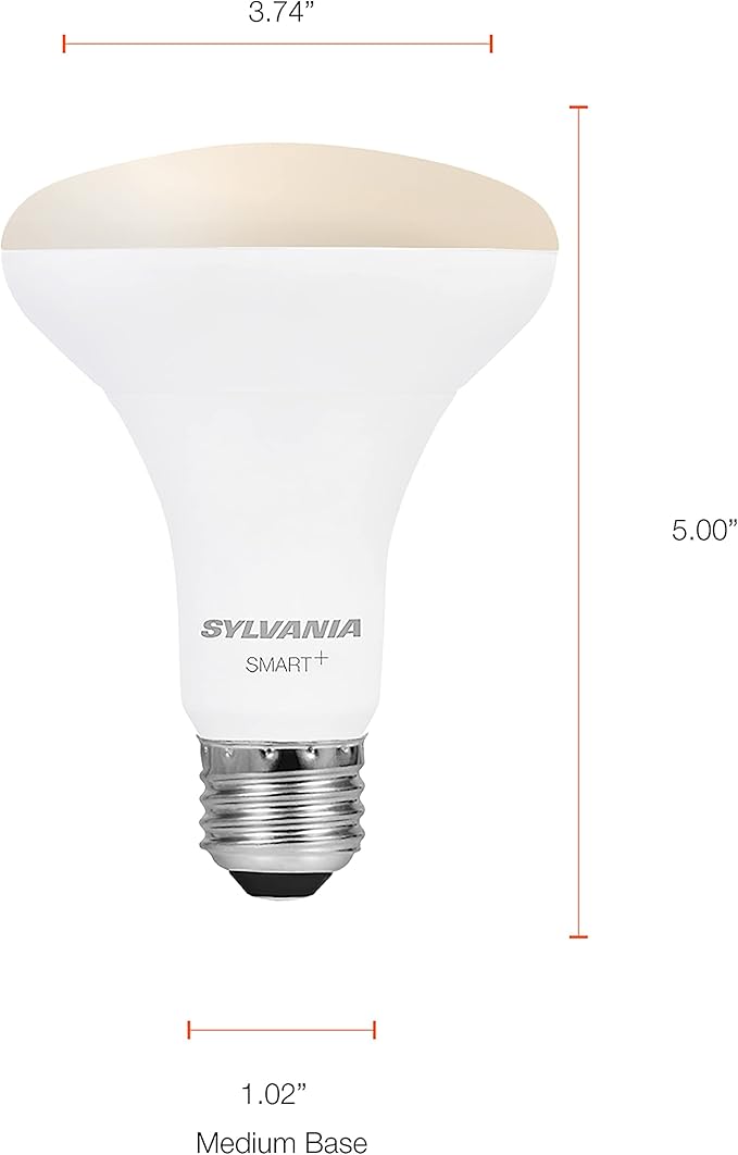 SYLVANIA Wifi LED Smart Light Bulb, 65W Equivalent Dimmable Soft White BR30, Compatible with Alexa and Google Home Only - 4 Pack (75689)