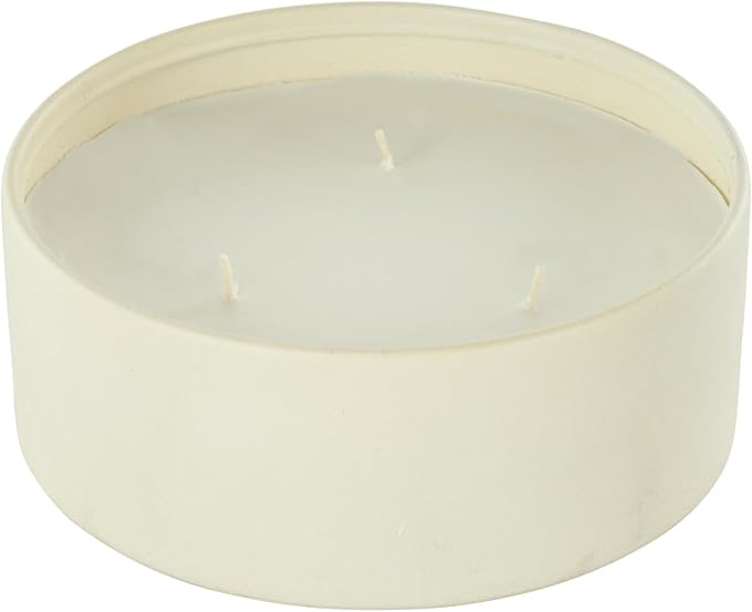 Deco 79 Metal Decorative Candle Floral Paradise Scented Textured 22oz 3 Wick Aromatherapy Candle with White Wax, Wax Aromatherapy Candle 6" x 6" x 3", Cream
