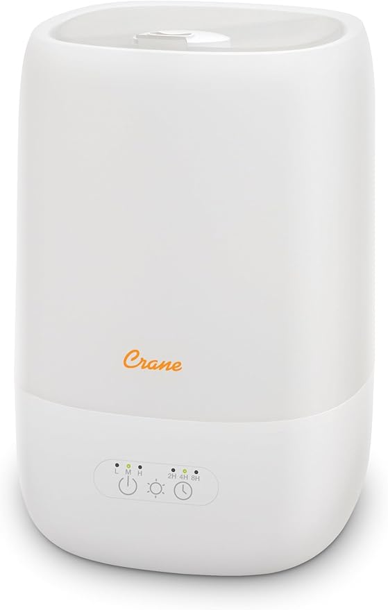 Crane Ultra-Quiet 3-in-1 Humidifier for Baby with Essential Oil Tray, 7-Color Sleep Light, 1 Gallon Top-Fill Tank, Ideal for Bedroom