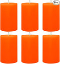 6 Packs 2.75x4 Inch Orange Pillar Candles, Unscented Dripless Cylinder Wax Fall Colored Candles for Thanksgiving Day Home Table Holiday Party Spa Decor Emergency Power Outage