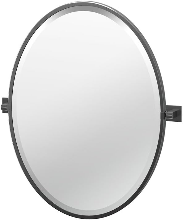Gatco 4059MXF Elevate Framed Oval Mirror, Matte Black, 27.5"H