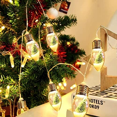 13FT Christmas Tree Snow Globe String Lights, 20 LED Clear Bulbs Christmas Tree String Lights for Bedroom, Wedding, Table Decoration, Outdoor Garden Party, Home Party Decorate(2 pcs)