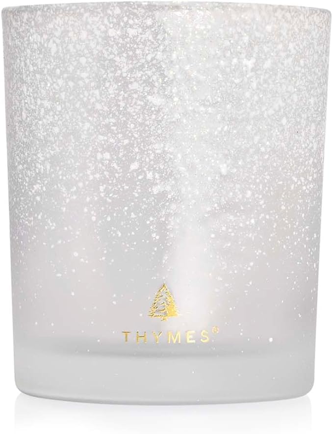 Thymes Frasier Fir Flocked Jar Candles – Holiday Scented Candles for Home with Notes of Crisp Siberian Fir, Cedarwood & Sandalwood – Luxury Home Decor Gifts for Women & Men (6.5 oz)