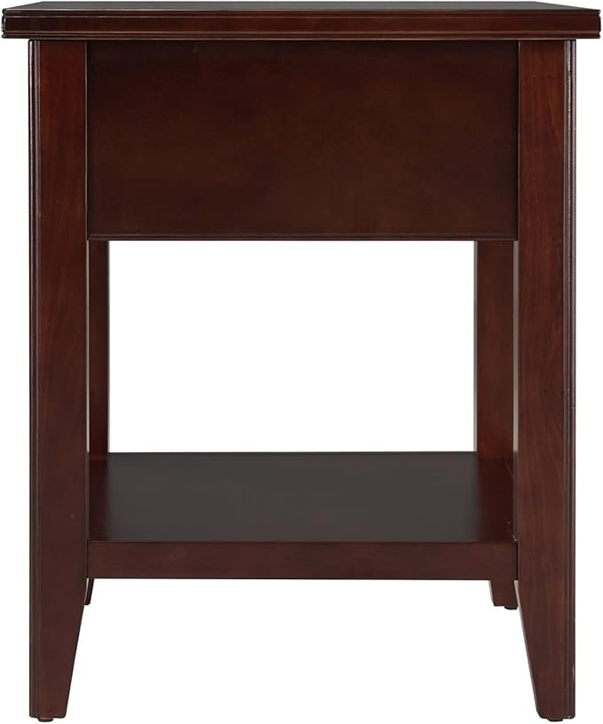 Leick Home Laurent Solid Wood Side Table with Hidden Compartment, Chocolate Cherry Brown, Perfect for Living Rooms, Bedrooms, and Offices, 10507-SC