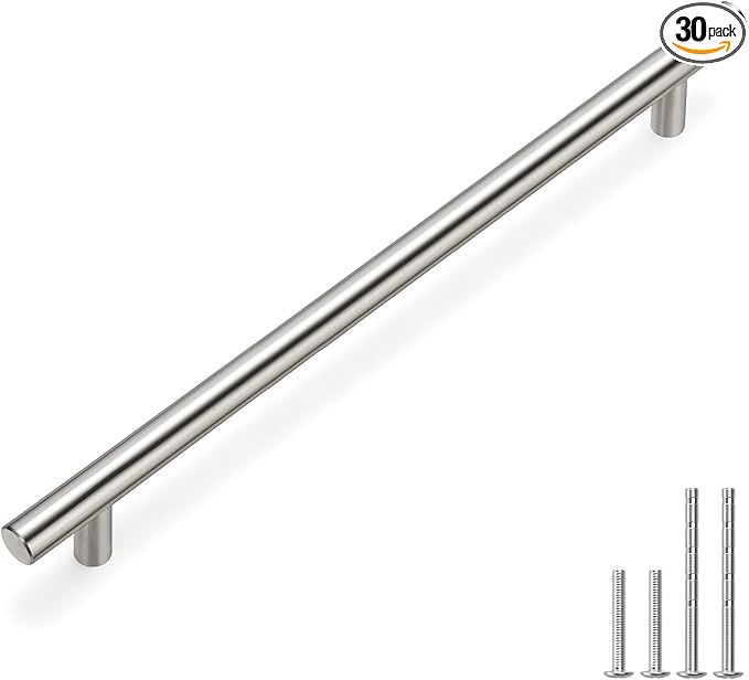 homdiy (30Pack) Brushed Nickel Cabinet Pulls - 10in Hole Centers Pulls Stainless Steel Kitchen Cabinet Handles Modern Drawer Pulls for Dresser Drawer Pulls