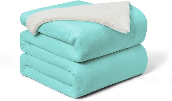 Walensee Sherpa Fleece Blanket (Twin Size 60”x80” Light Blue) Plush Throw Fuzzy Super Soft Reversible Microfiber Flannel Blankets for Couch, Bed, Sofa Ultra Luxurious Warm and Cozy for All Seasons