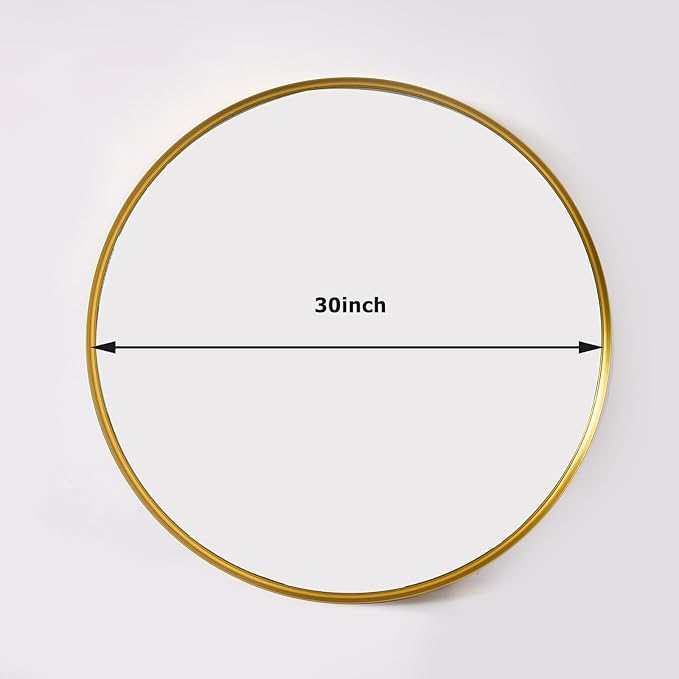 30 Inch Round Bathroom Mirror - Wall Mounted Circle Mirror with Metal Frame, Modern Mirror Suitable for Bathroom, Vanity, Entryway, Living Room, Wall Decor,Gold