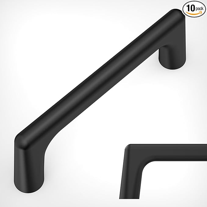 Amerdeco 10 Pack Matte Black Cabinet Pulls 3 Inch(76MM) Hole Centers Kitchen Cabinet Handles Hardware Kitchen Handles for Cabinets Cupboard Handles Drawer Pulls ZH0041