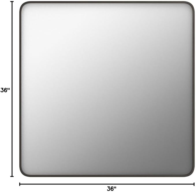 36x36 Square Bathroom Framed Mirror for Wall, Brushed Bronze Metal Bathroom Vanity Mirror, Rounded Rectangle Mirror, Anti-Rust, Tempered Shatterproof (Horizontal/Vertical)