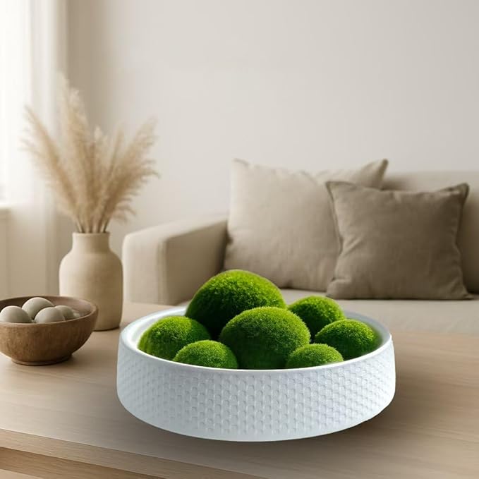 10" Decorative Bowl,Ceramic Fruit Bowl for Kitchen Counter,Entryway Key Holder & Jewelry Organizer - Modern Centerpiec(White)